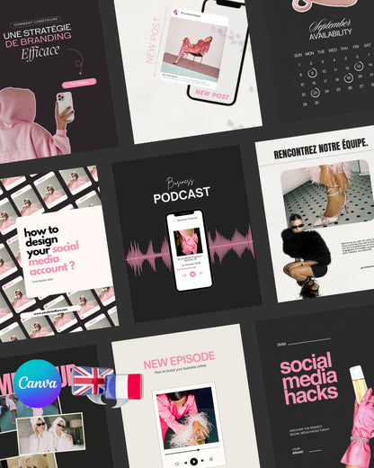 Pack Black & Pink Carousels (95+templates)