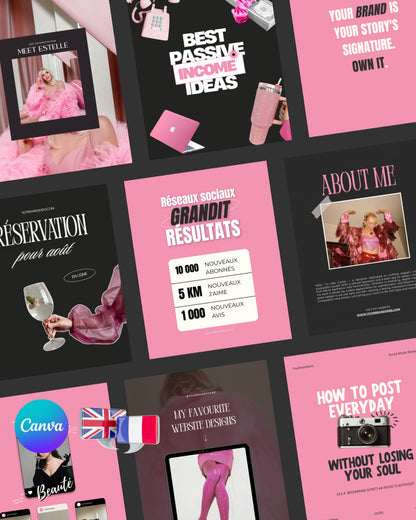 Pack Black & Pink Carousels (95+templates)