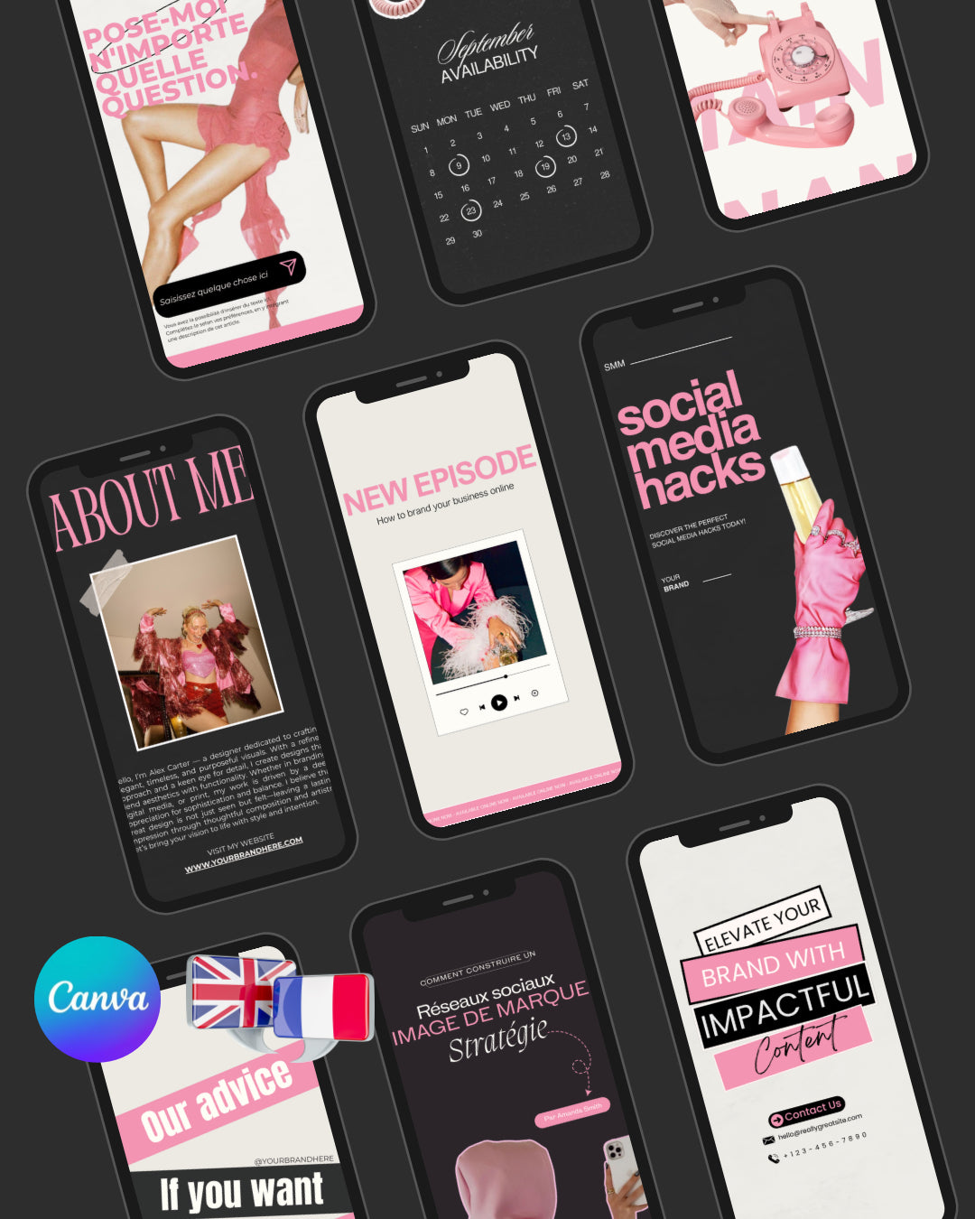 Pack Black & Pink Stories (99 templates)