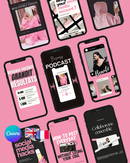 Pack Black & Pink Stories (99 templates)