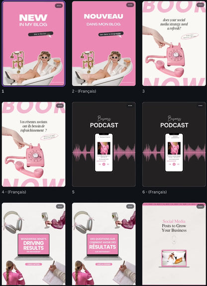 Pack Black & Pink Carousels (95+templates)